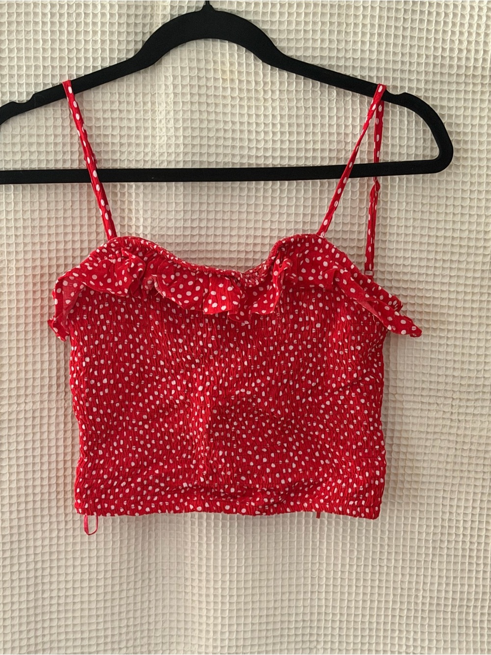 Pink Rose Red Polka Dot Ruffle Crop Top #gameday